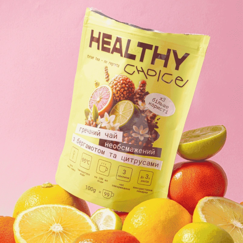 HEALTHY CHOICE Необсмажений гречаний чай з бергамотом та цитрусом 30g - фото №3